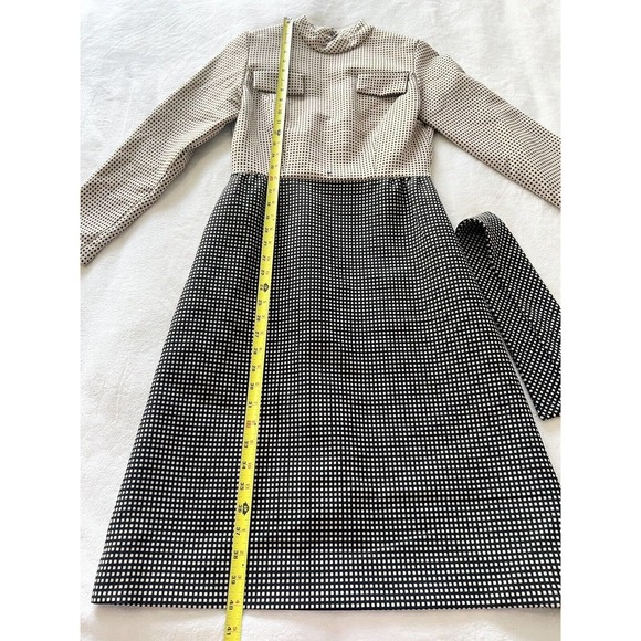 Richard Frontman Vintage 60s Brown Black High Neck Belted Sheath Dress Sz S/M? - Picture 11 of 15